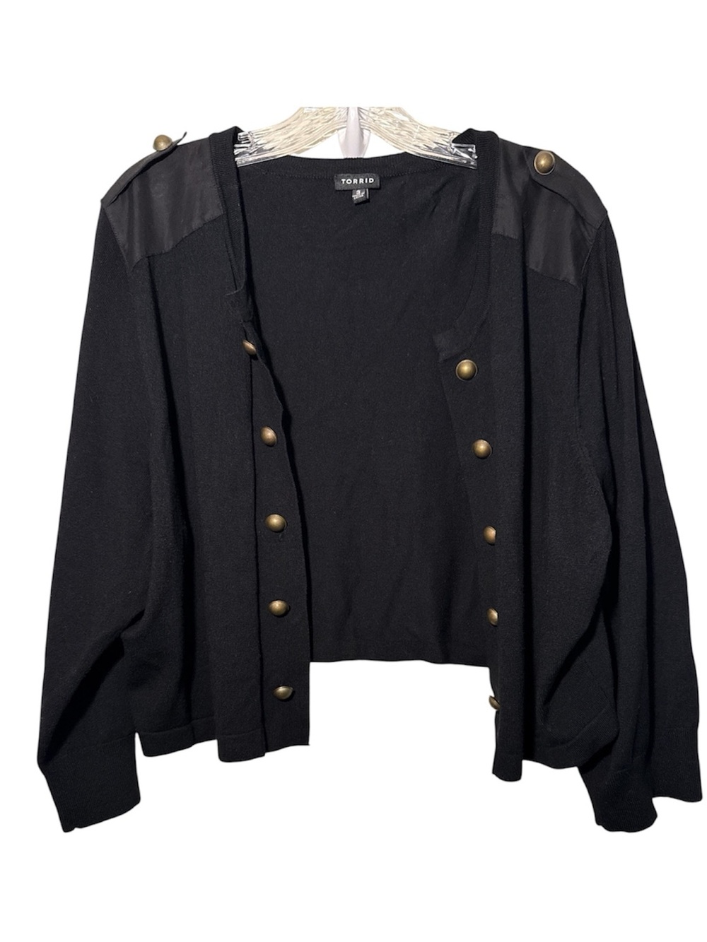 Pre-Loved Torrid Black Cropped Cardigan Size: 3 (22-24)